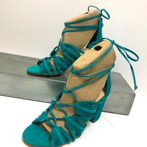 Nine West Turquoise Gladiator Suede Sandals Size 5 M